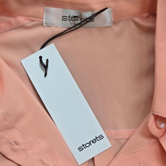 Storet NWT Women's Coral Padded Shoulder Button-up Blouse Sz S/M - Picture 7 of 8